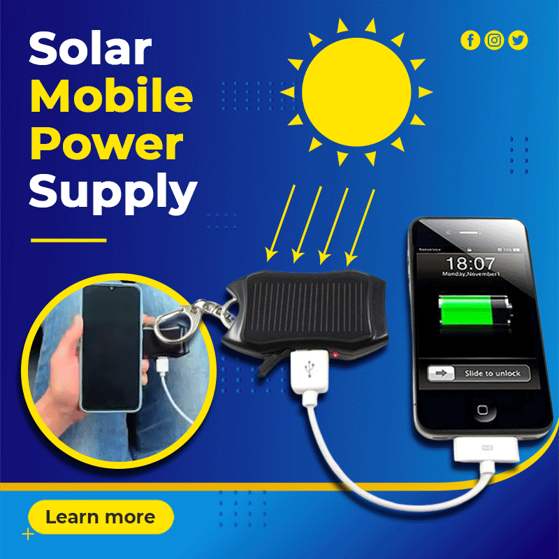 Camping Hiking Keychain Mini Solar Power Bank with LED Flashlight