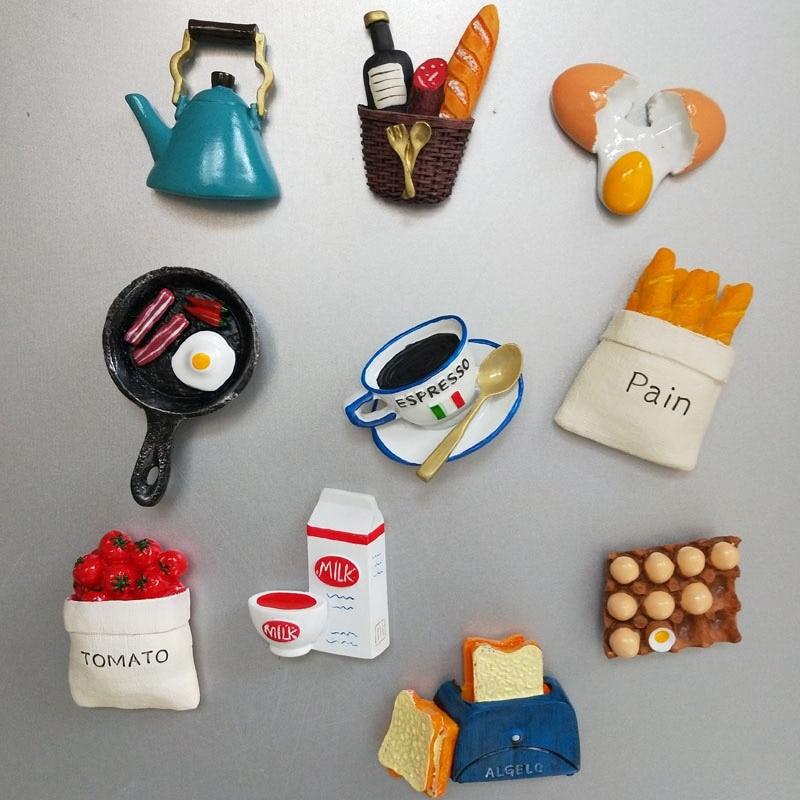 Fridge Magnets Food Refrigerator Magnetic Paste Egg Bread Simulation Stereo Refrigerator Paste Message Magnet 3D Button Creative