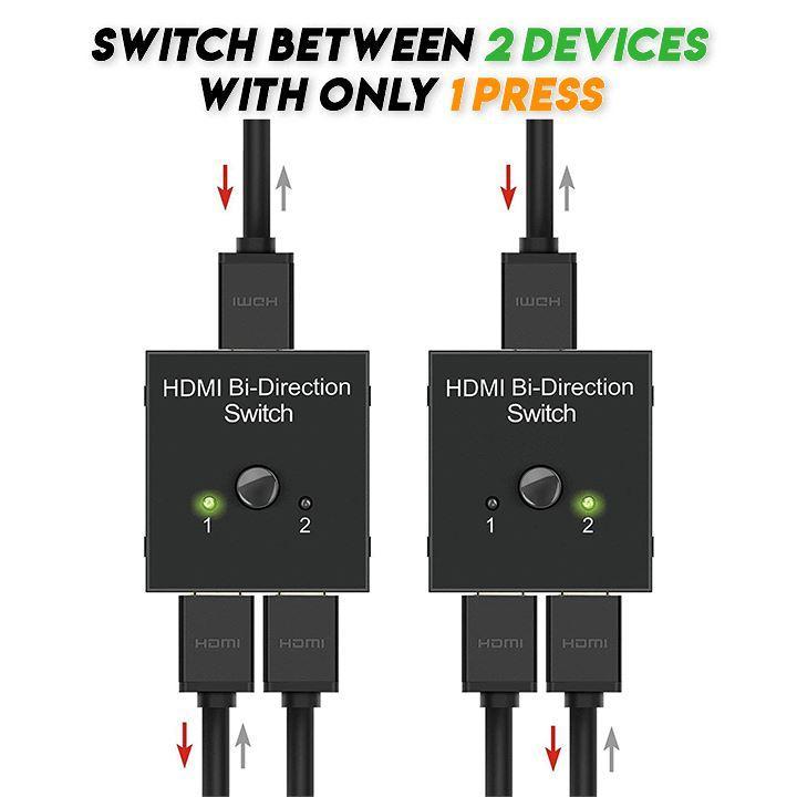 HDMI Bi-Direction Switch 2 Ports Bi-directional 1x2 / 2x1 HDMI-compatible Switcher Splitter Supports Ultra HD 4K 1080P 3D HDR HDCP for PS3 PS4 Xbox HDTV